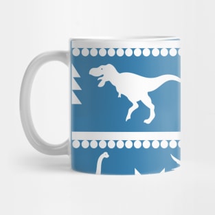 Dinosaur Fair Isle Pattern (Blue) Mug